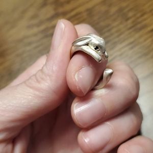 Sterling silver rabbit ring